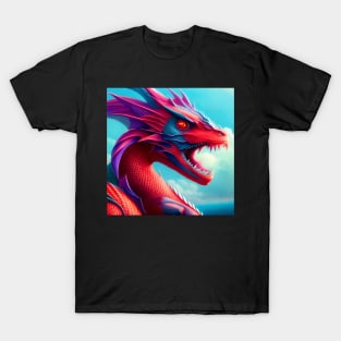 Ferocious Pink, Purple, and Blue Dragon T-Shirt